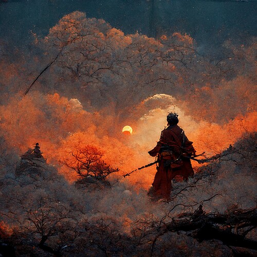 Snaku_sekiro_illustration_hyper_realistic_sunset_f7e5a1f0-578d-4252-8c00-937022125c0e